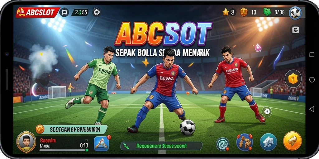 Tampilan game ABCSLOT dengan aksi sepak bola yang mendebarkan.