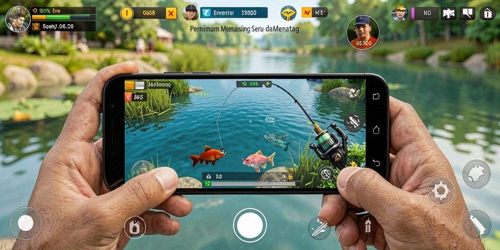 Tampilan gameplay G668 yang menampilkan aksi memancing yang seru.