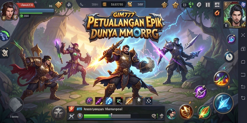 Screenshot gameplay GIM777 menampilkan pertarungan epik dalam dunia MMORPG.