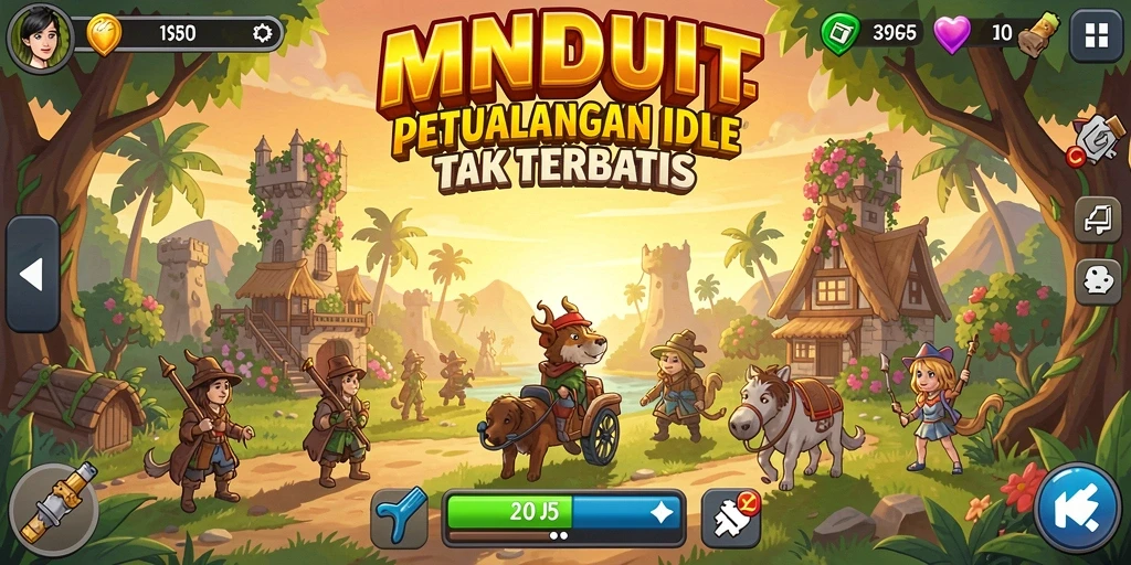 Screenshot MNDUIT menampilkan gameplay Idle yang penuh aksi.