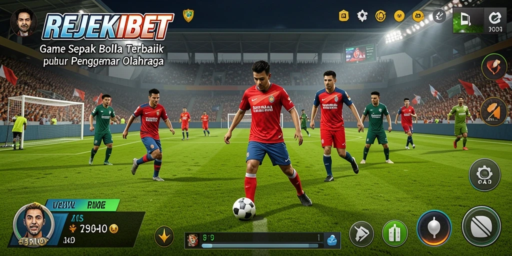 Menampilkan gameplay seru dalam pertandingan sepak bola.