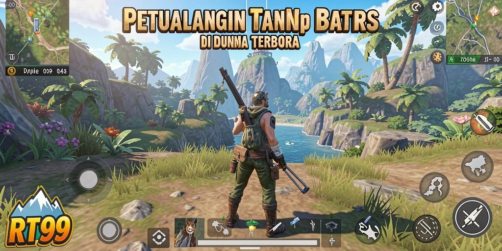 Tangkapan layar gameplay RT99 menampilkan eksplorasi dunia terbuka yang luas.