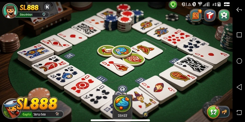 Screenshot gameplay Gaple di SL888 dengan teman.