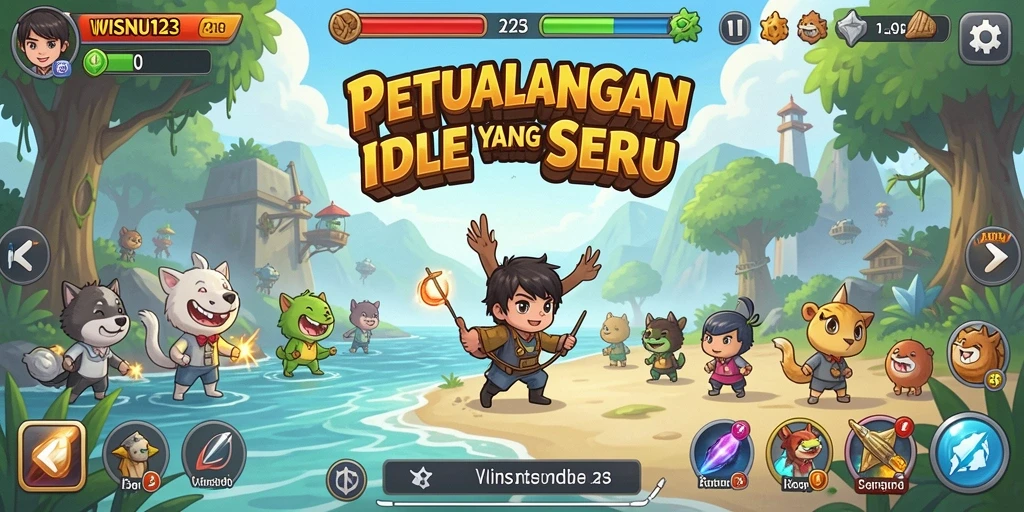 Tampilan gameplay menarik dari WISNU123 yang menampilkan karakter dalam mode Idle.
